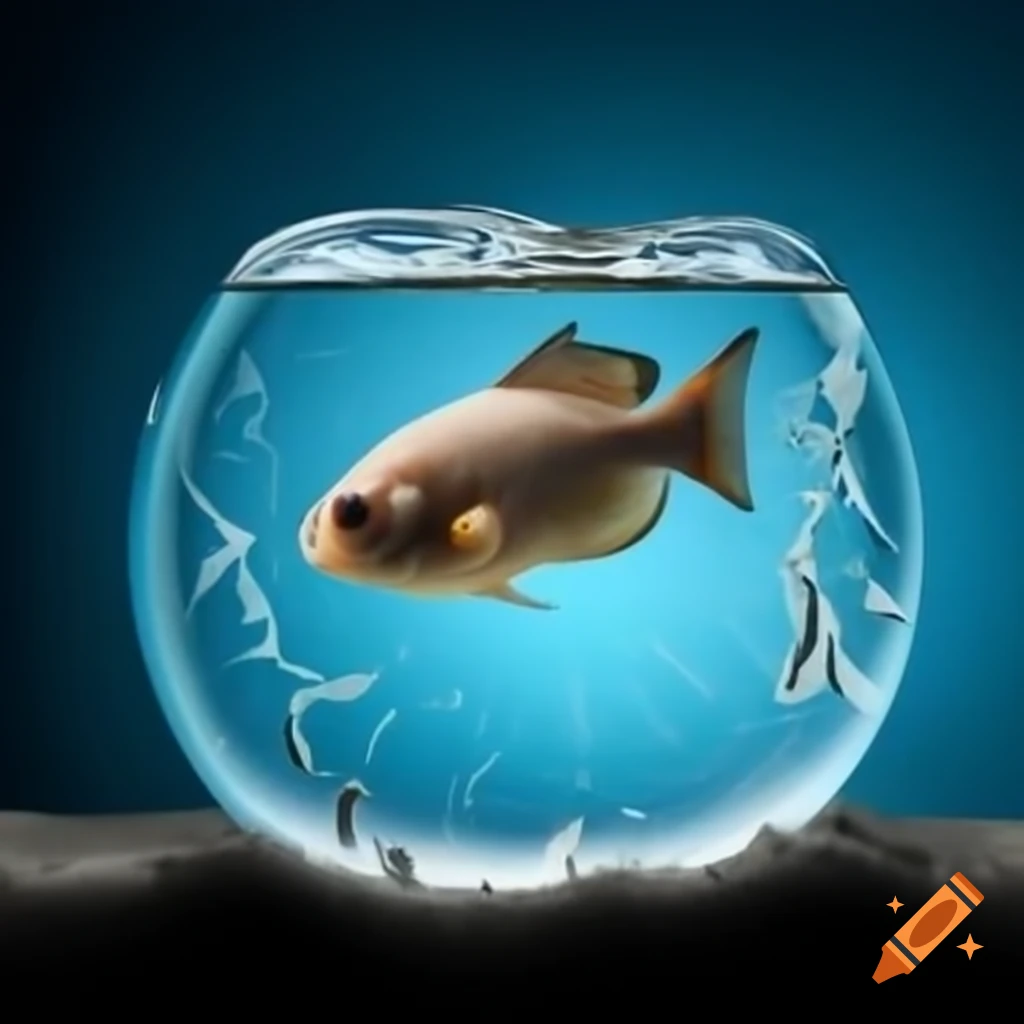 Fish jumping out of cracked section in enclosed aquarium