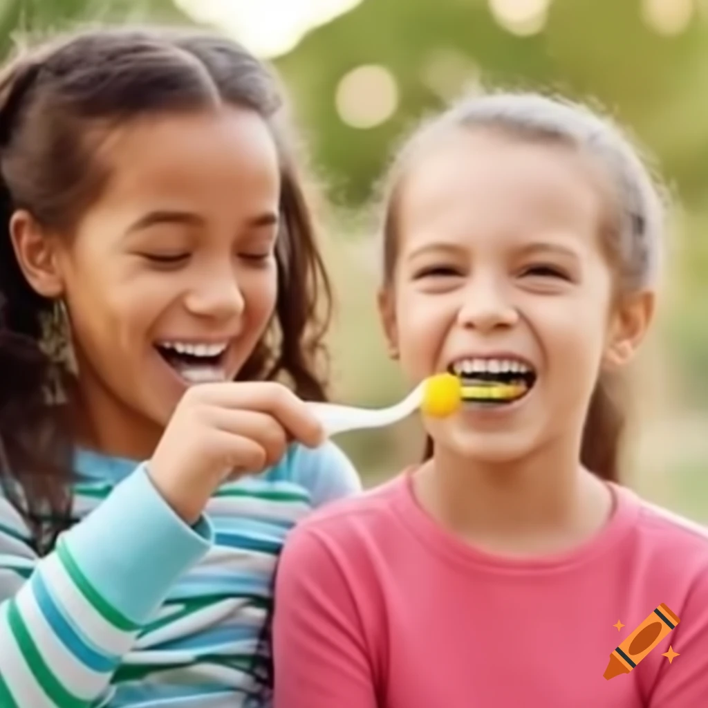 Children brushing their teeth