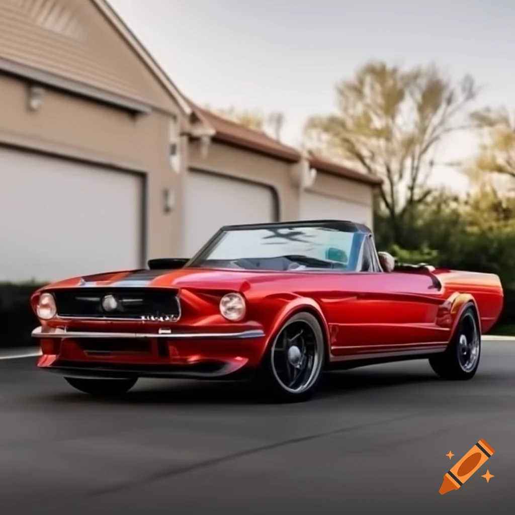 1966 Mustang convertible on Route 66 in the USA