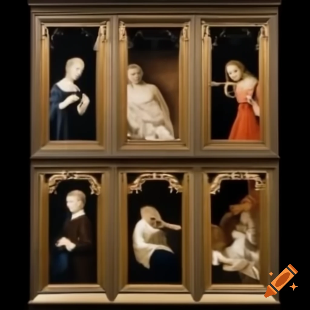 Renaissance style diptych showcasing plastic surgery before and after