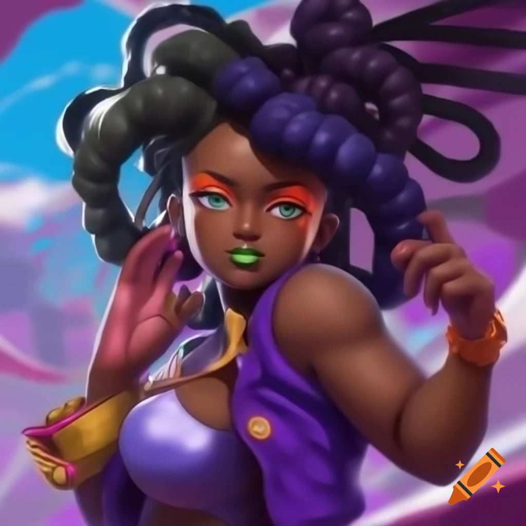 African girl illustrated in JoJo's Bizarre Adventure artistic style