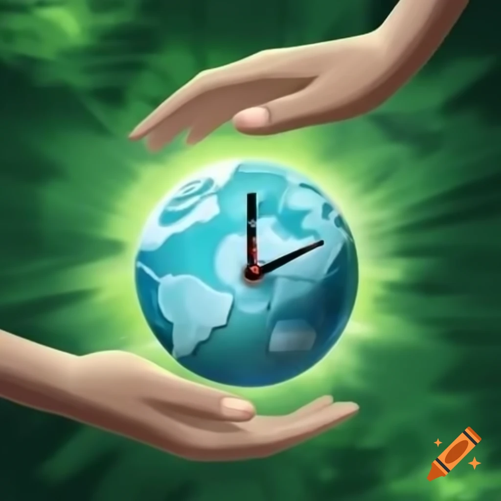 Animation of climate crisis clock with hands moving backwards on craiyon