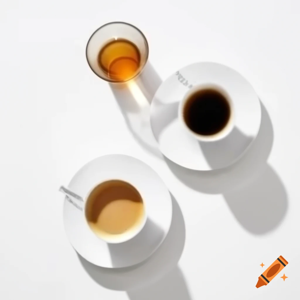 Coffee and tea on white background
