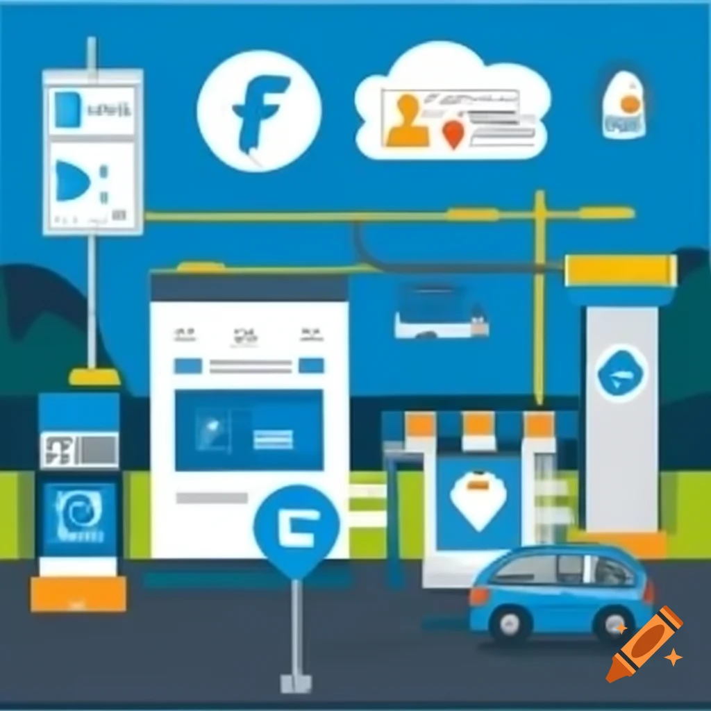 Website background illustration for toll transaction collection and