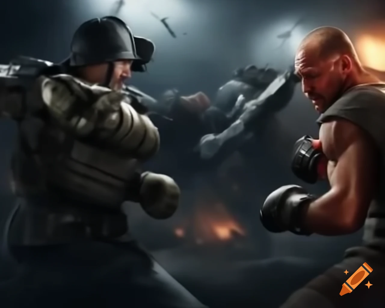 Modern soldier engaged in battle