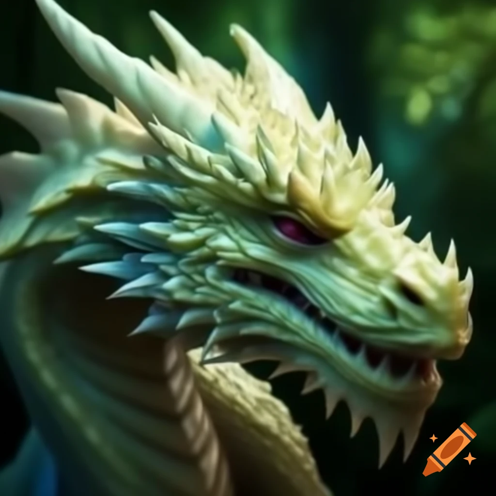 Translucent dragon amidst trees in a forest