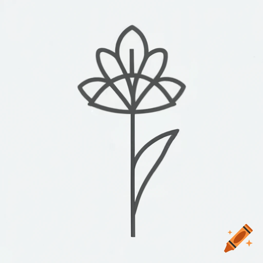 Elegant flower symbol simple pen drawing