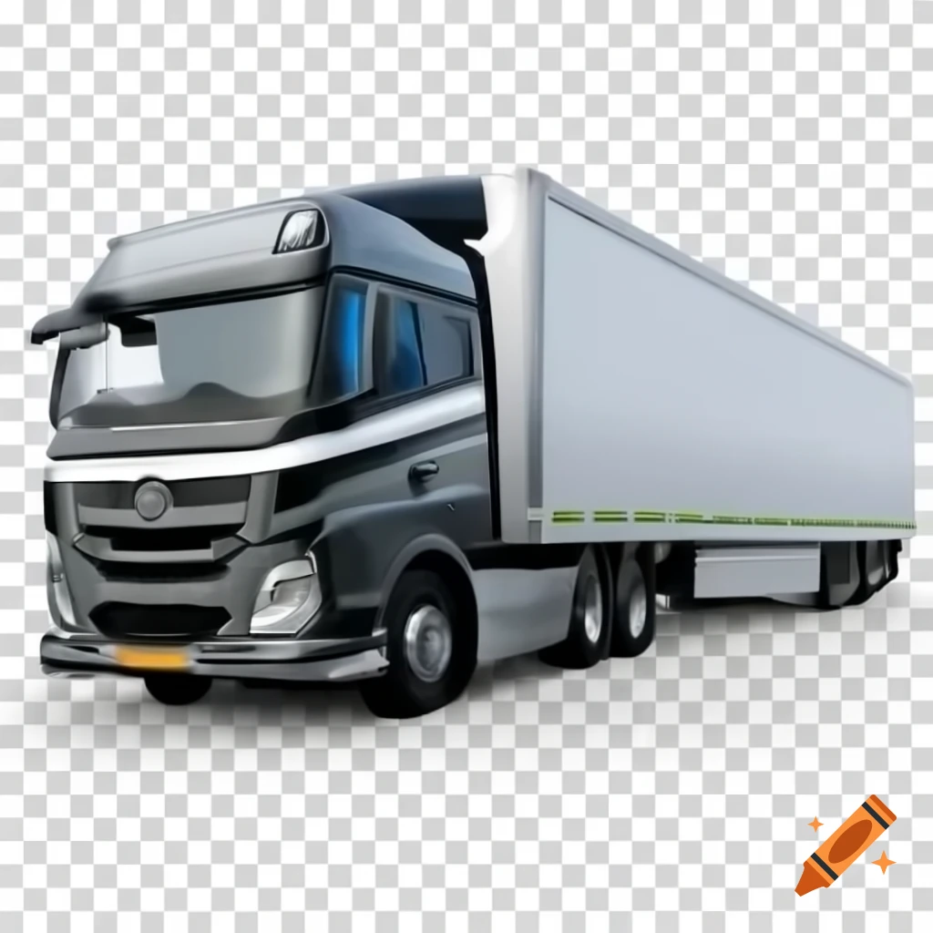 Black silhouette of a truck transporting hydrogen on transparent background