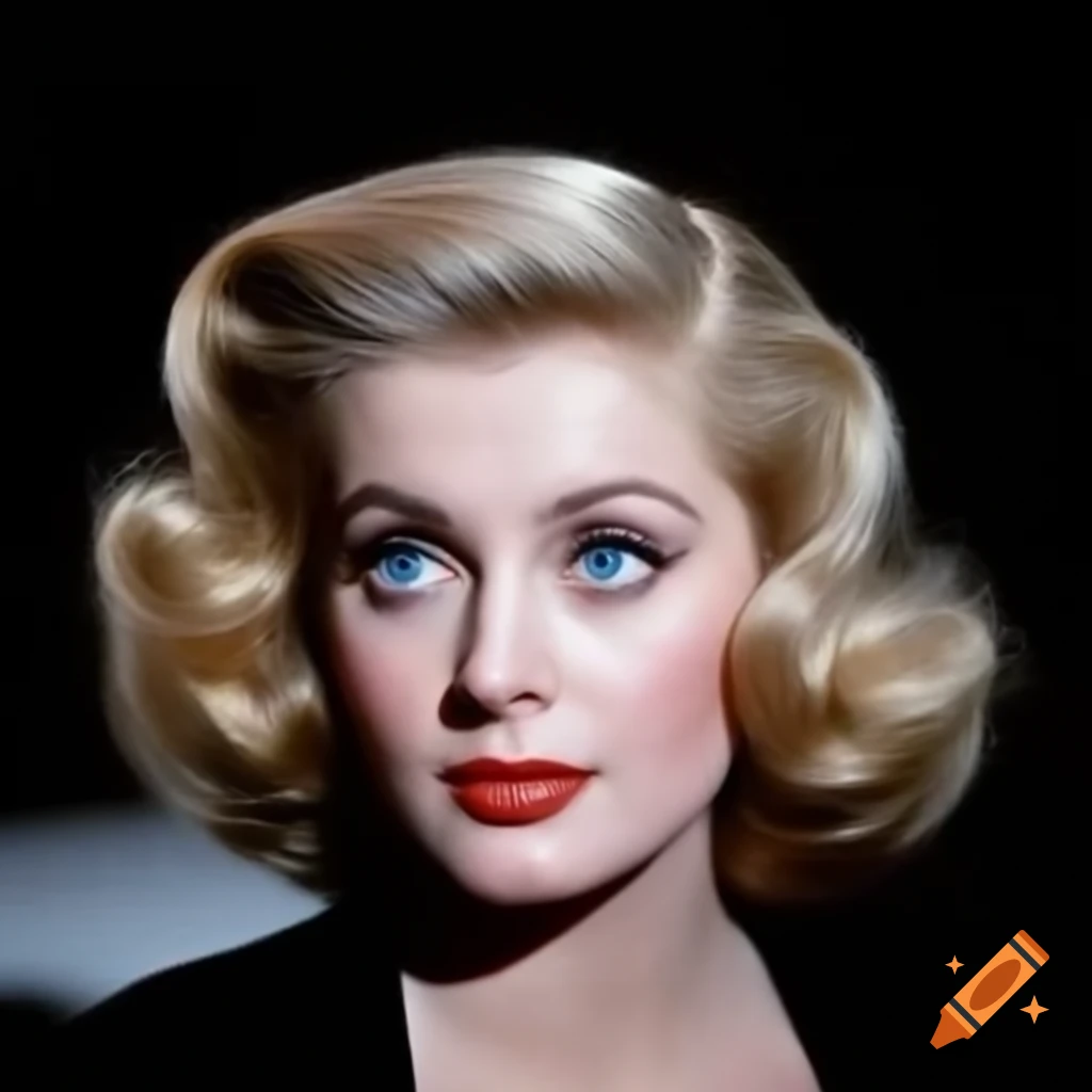 Hyper-realistic vintage photograph of a charming European actress from 1963 with porcelain skin and blue eyes