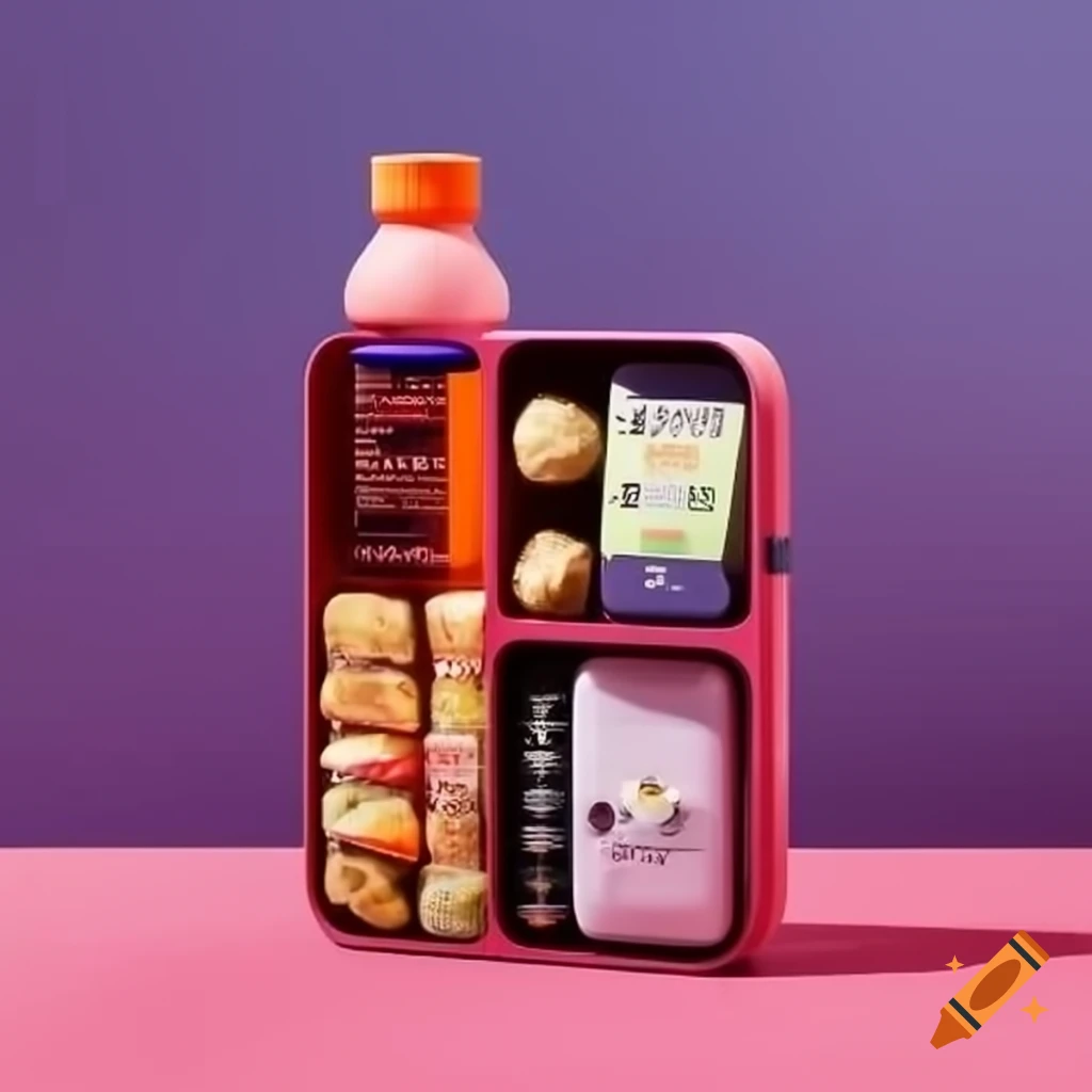 Gym bottle with external storage for phone and snacks on craiyon