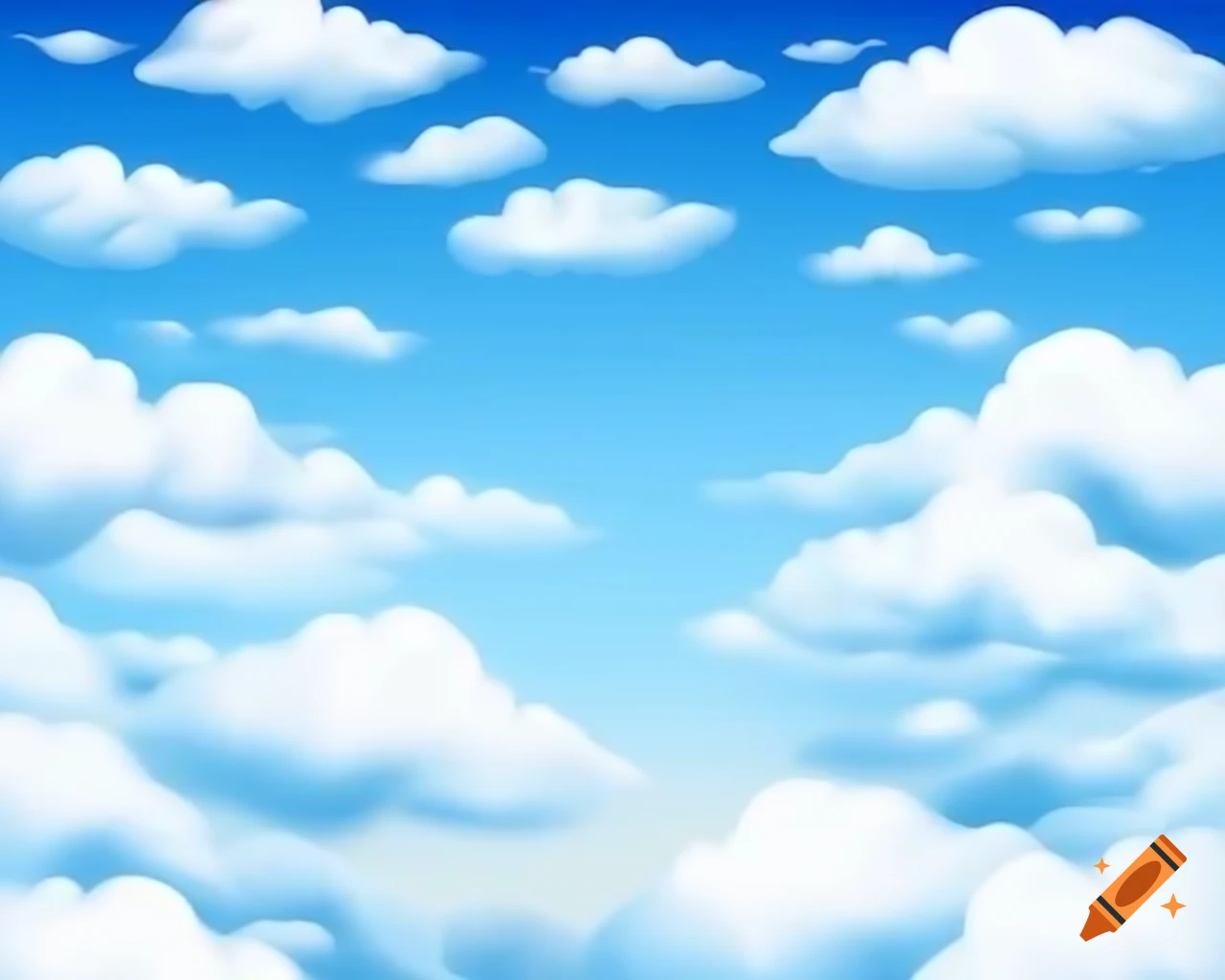 Seamless blue sky with white fluffy clouds on both sides