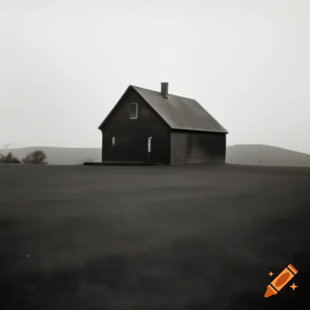 Vintage image of old German farmhouse on a hill