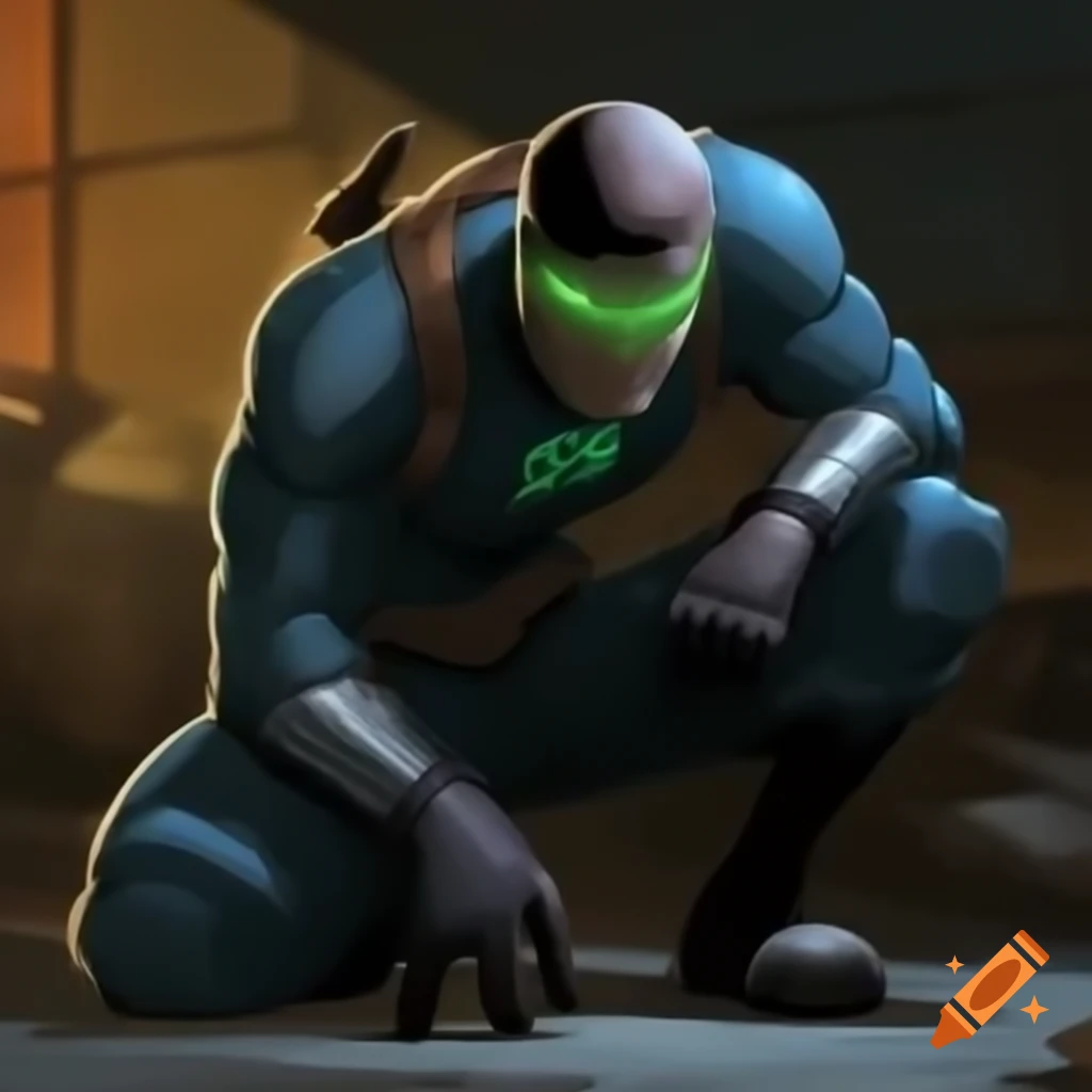 Original superhero in a crouching position with 'Go Green' theme