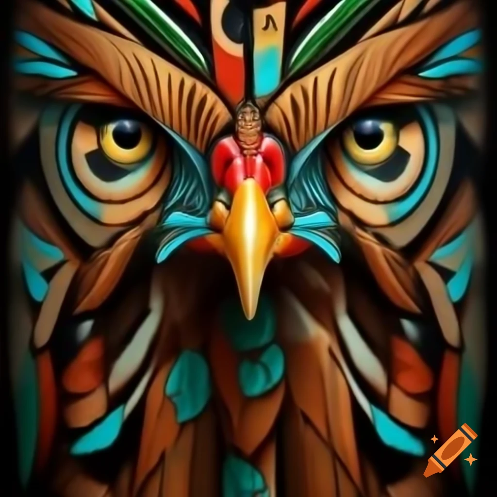 Totem art featuring chickens in creative design