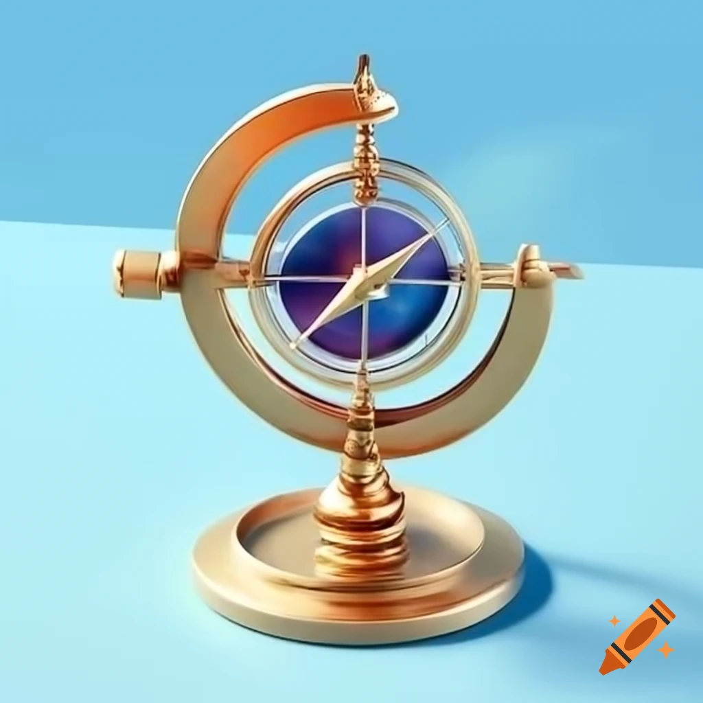 Magical compass resembling celestial globe on light blue background