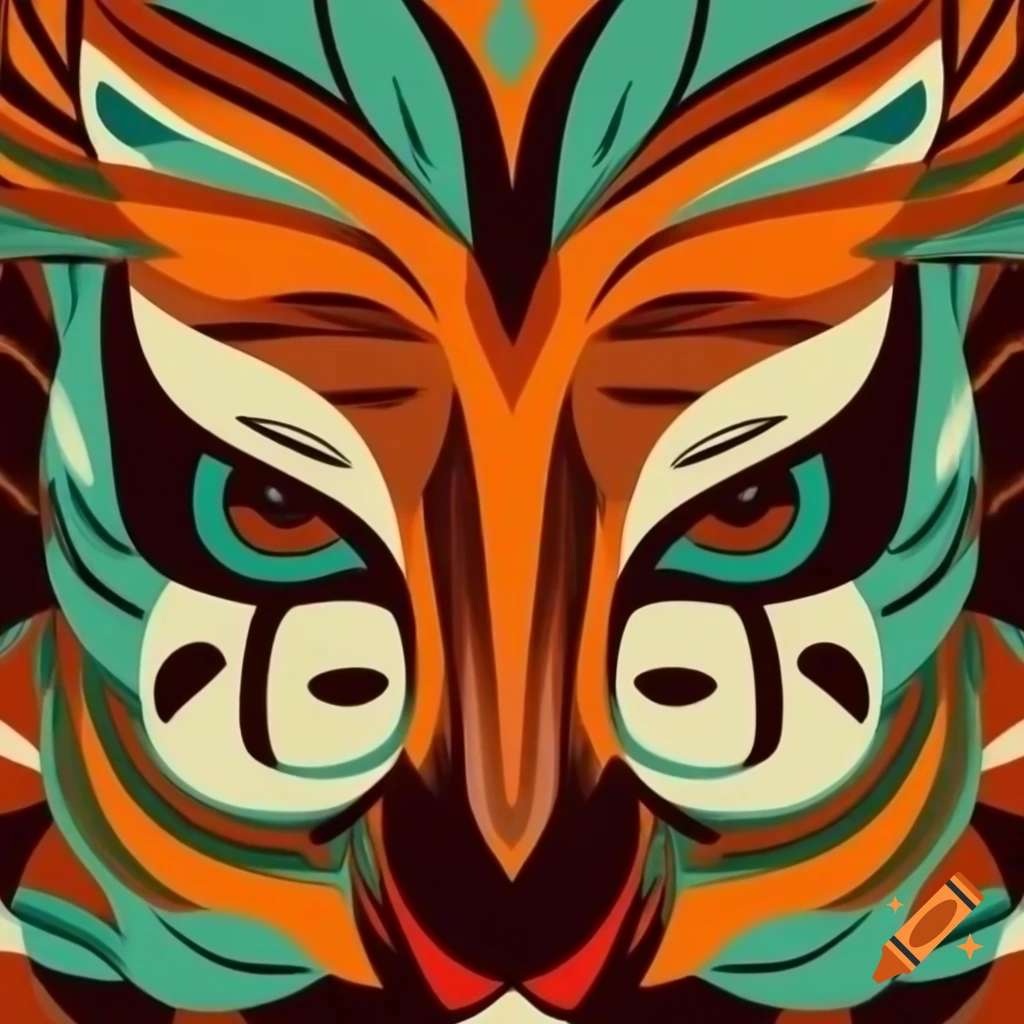 Totem tiger art featuring intricate designs and vibrant colors
