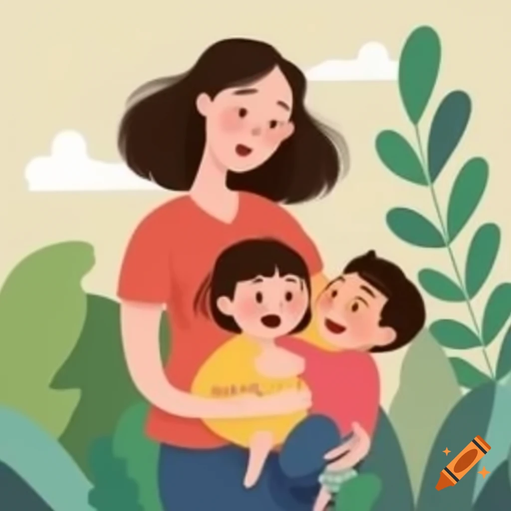 Mother with two children