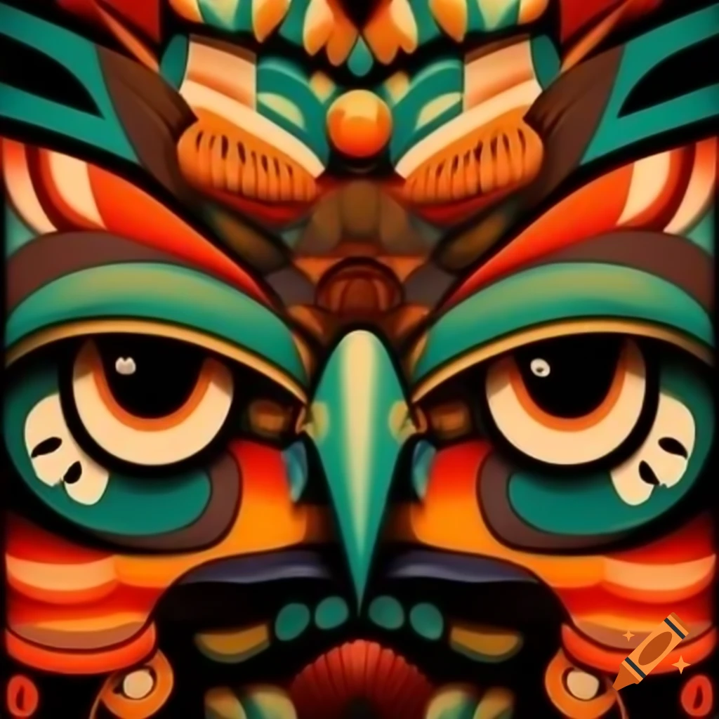 Totem art featuring ostrich design