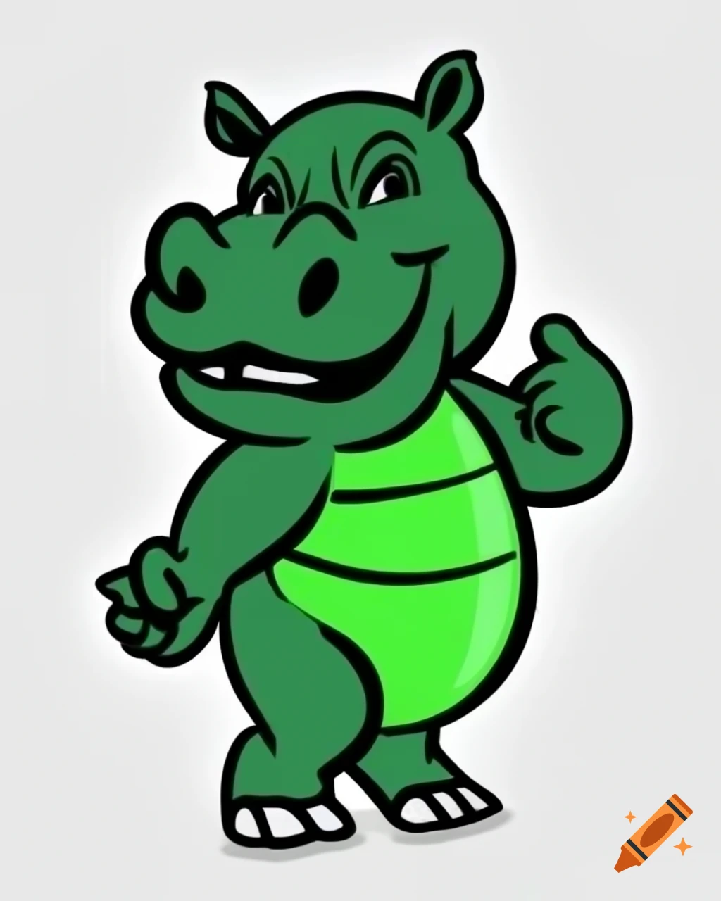 Dark green hipporinho mascot in UHD clipart style