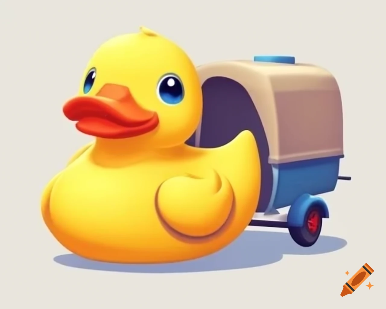 Winking Rubber Duck Pulling A Trailer From The Side On Craiyon