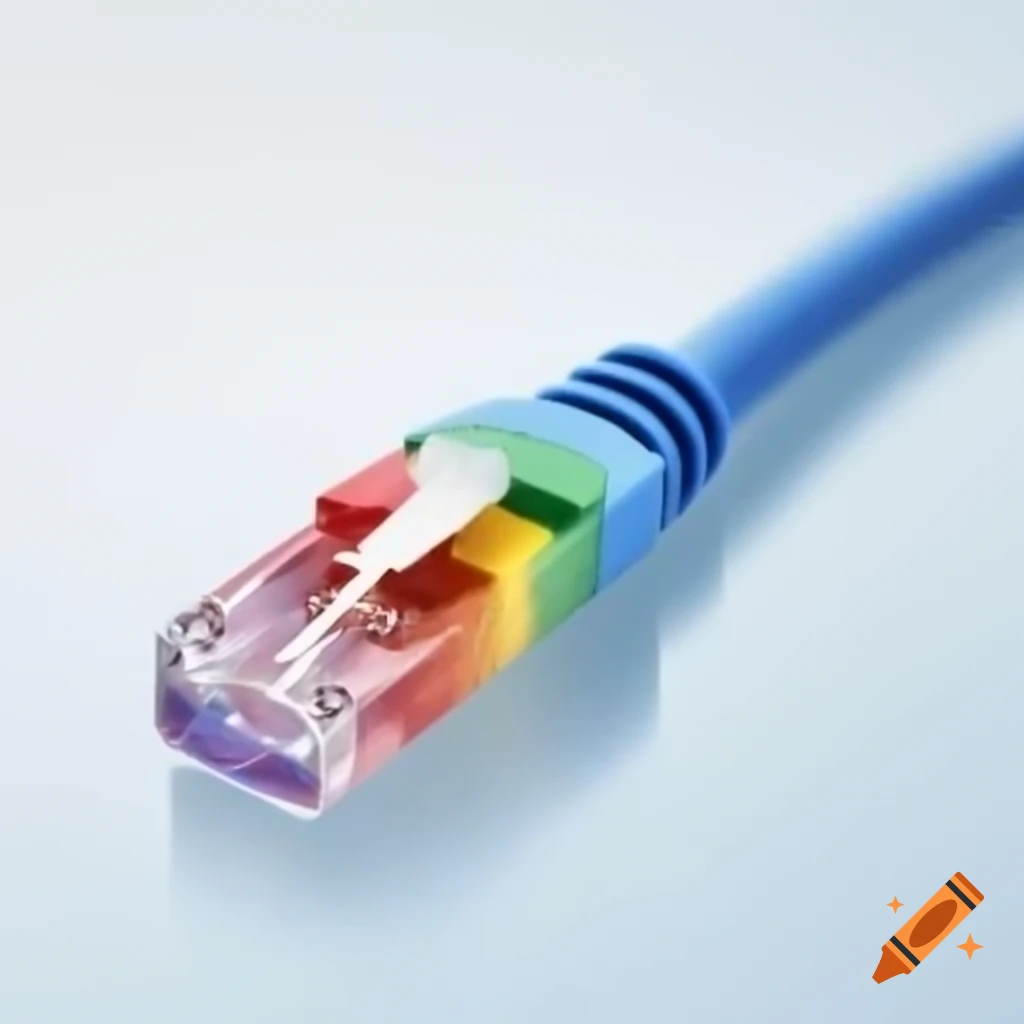 Colorful RJ45 network cable in rainbow design