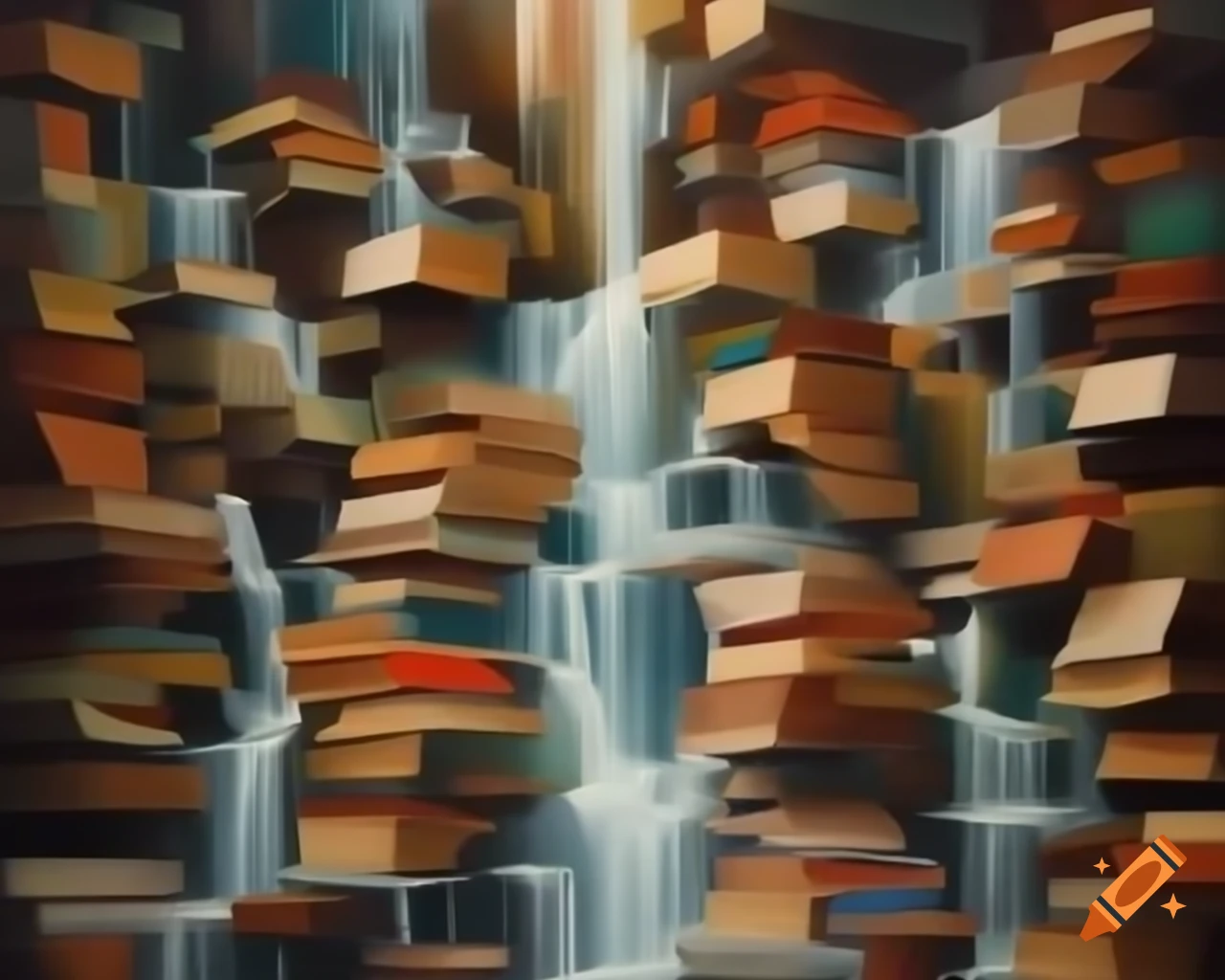 Vibrantly textured dreamlike abstract painting with layered forms