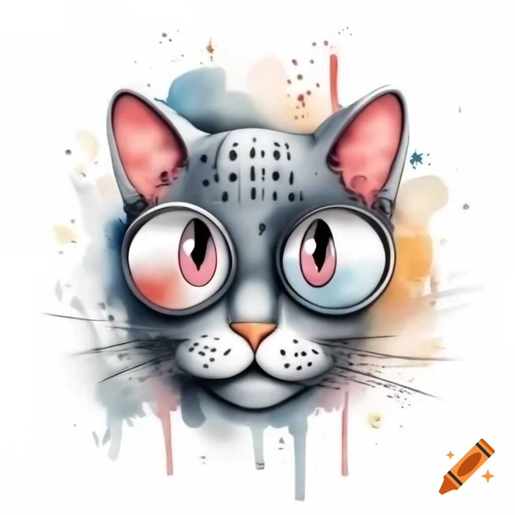 Grey cat mascot logo for Dzen channel 'Interestium' in graffiti style