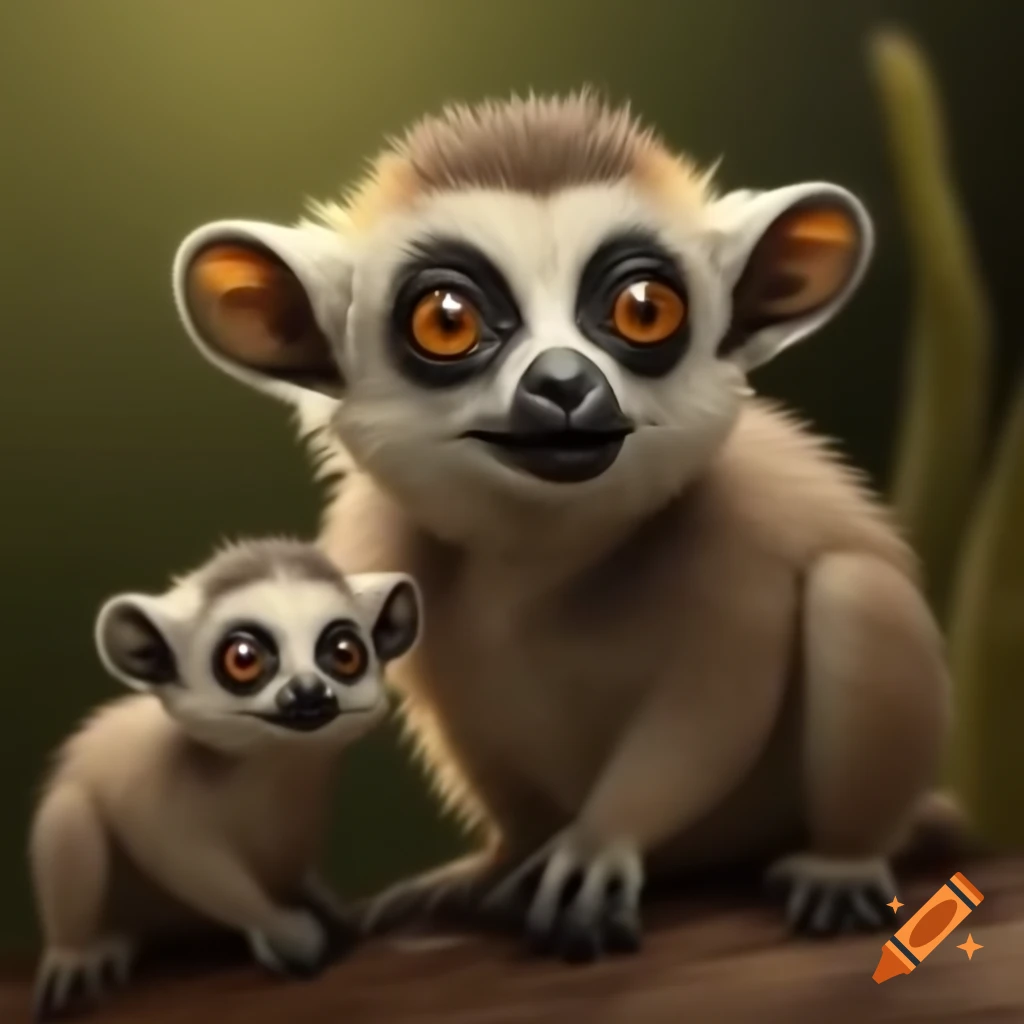 Realistic hybrid creature resembling goat, lemur, and giraffe ossicones