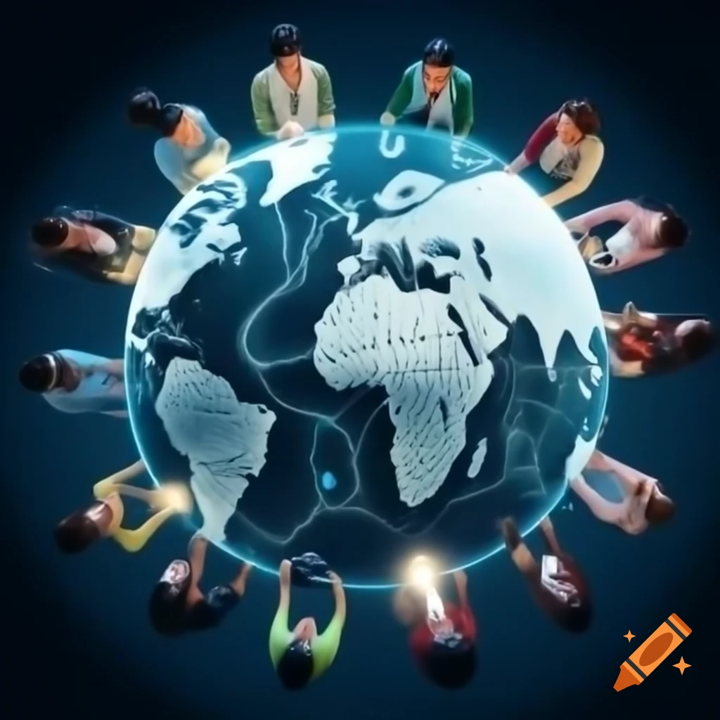 Concept of globalisation with sharing information and resources