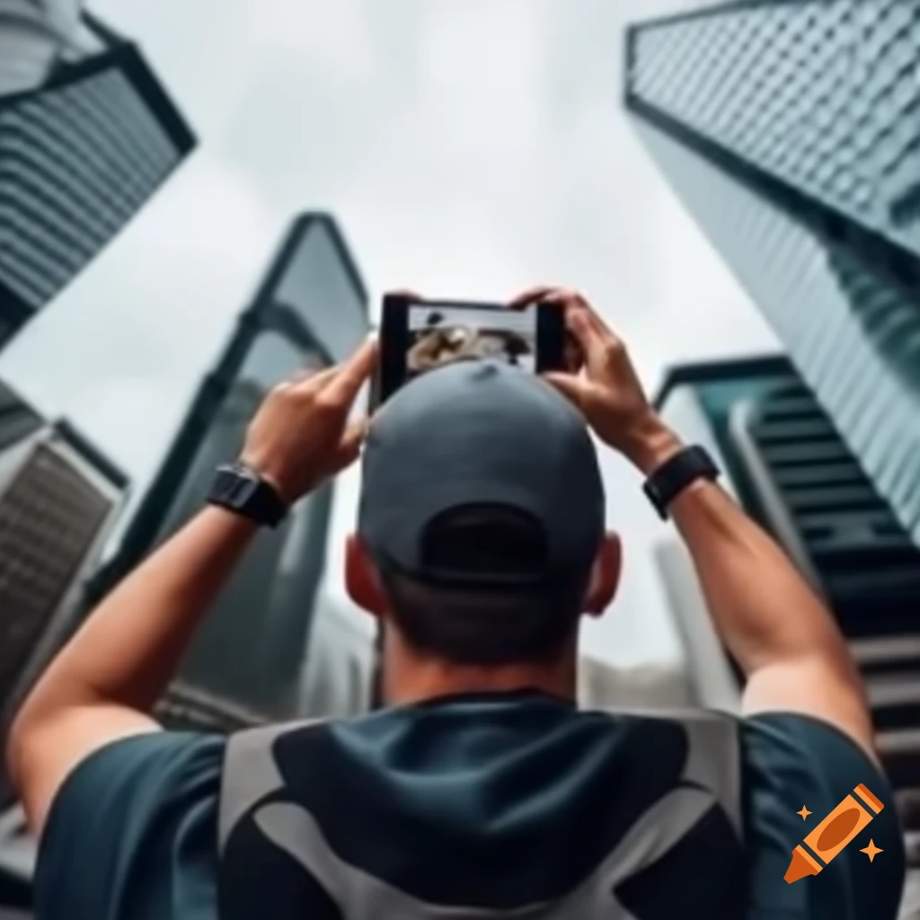 Tourist photographing architectural building