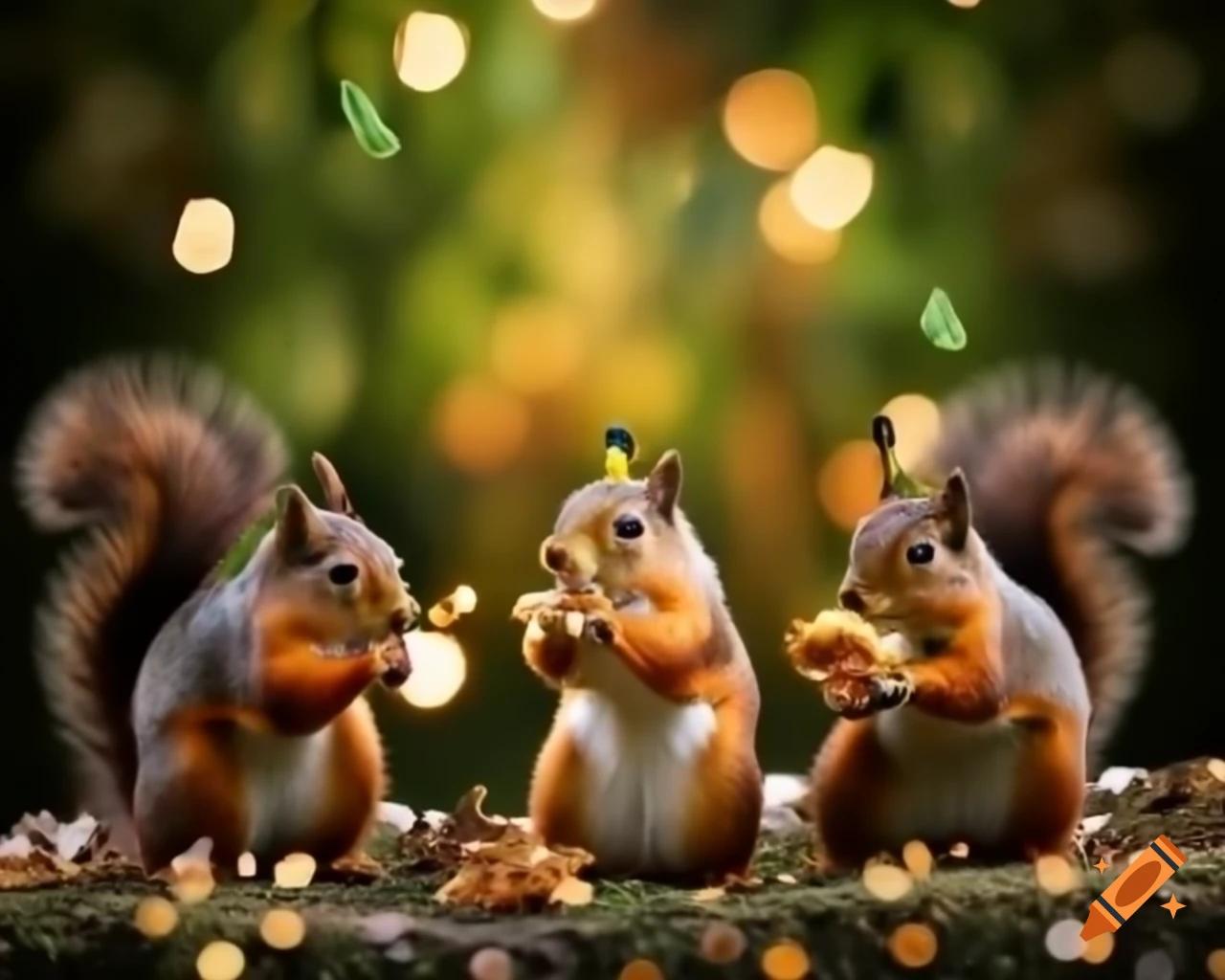 Squirrel birthday party celebration with decorations and treats