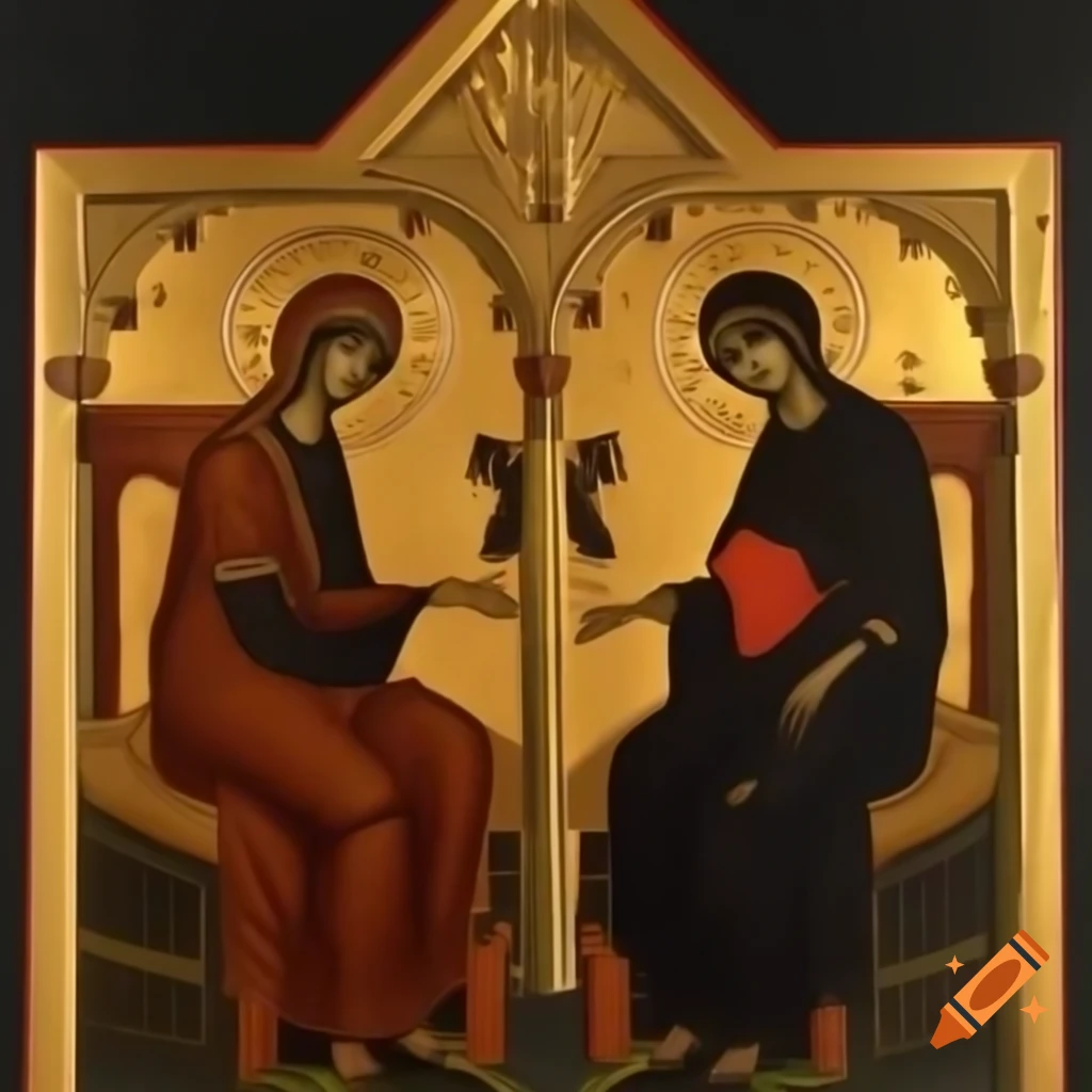 Orthodox painting of Saint Ana and Saint Helen, empress of Constantinopolis