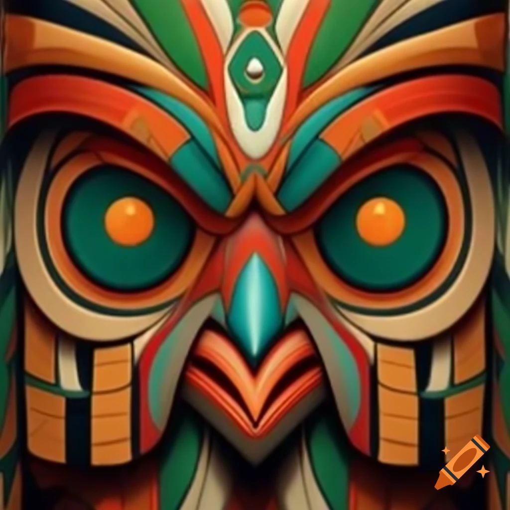 Totem art depicting cultural symbols and designs on craiyon