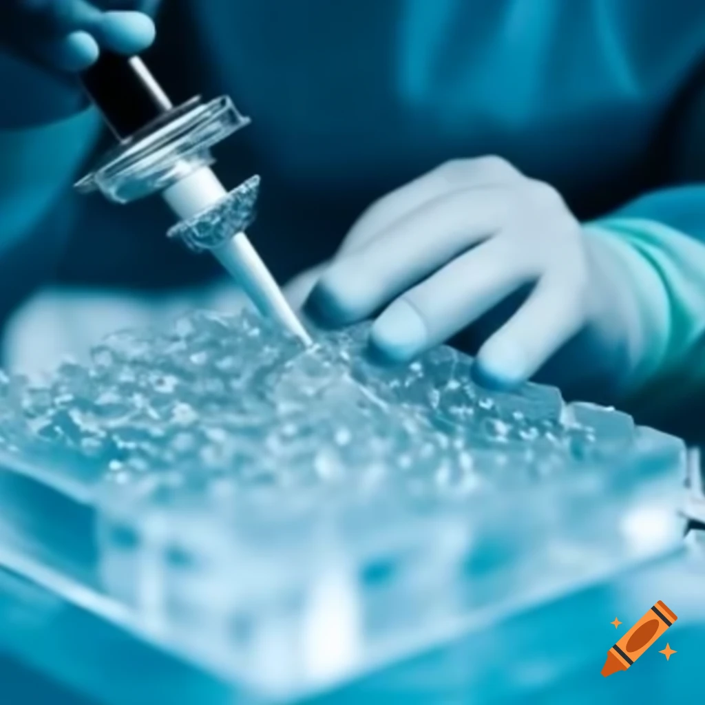 Material scientist experimenting with hydrogel