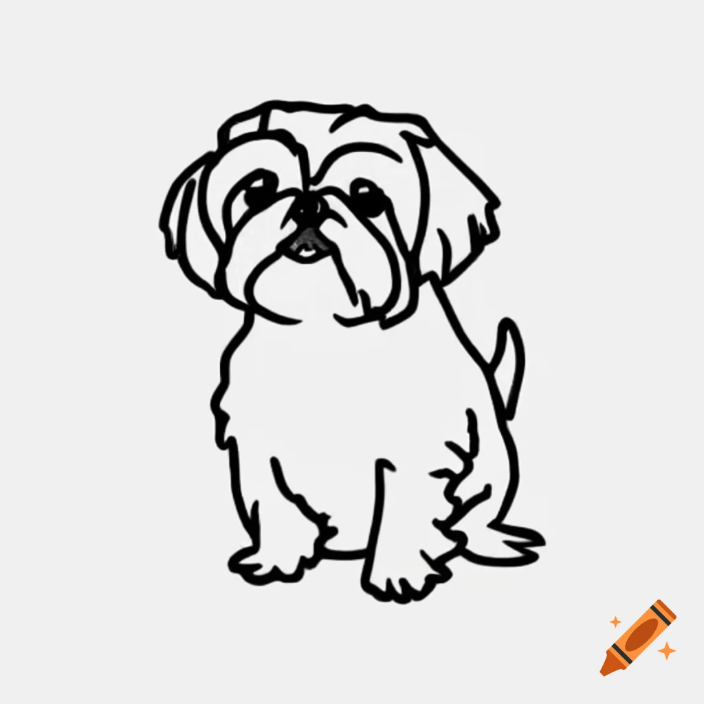 Single line art of a Shih Tzu in Picasso style