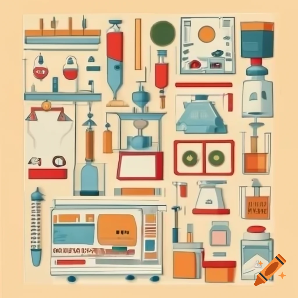 Retro style poster for scientific exposition of household appliances