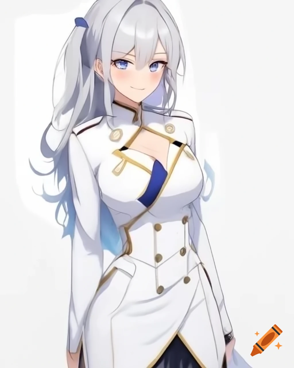 Charming knight and confident woman in white uniform, anime art style