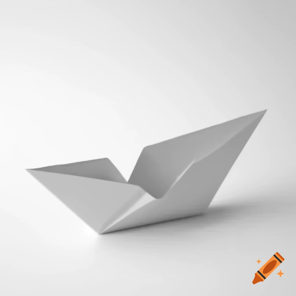 Paper boat on white background