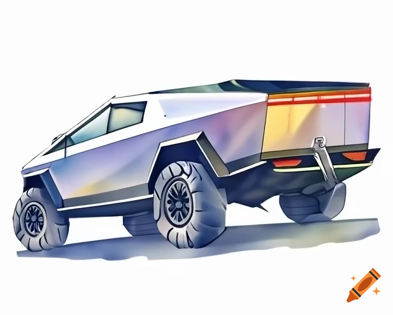Angular rear view of Cybertruck in HD
