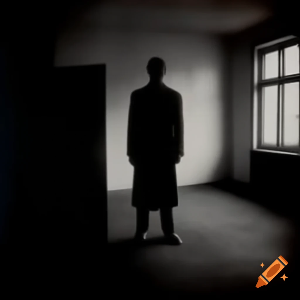 Vintage silhouette of a man in an old German room