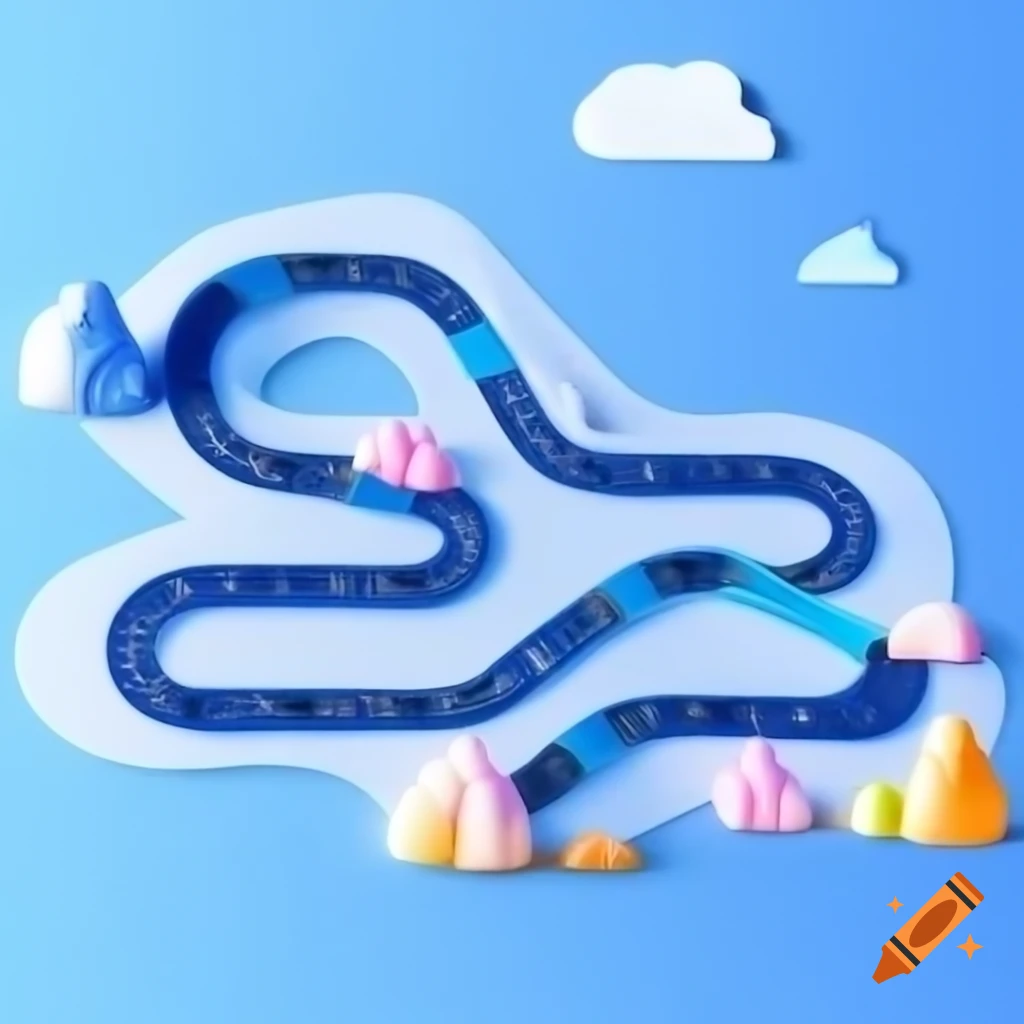 Cartoon style Drawing Of A Double layered Hydraulic Race Track In 