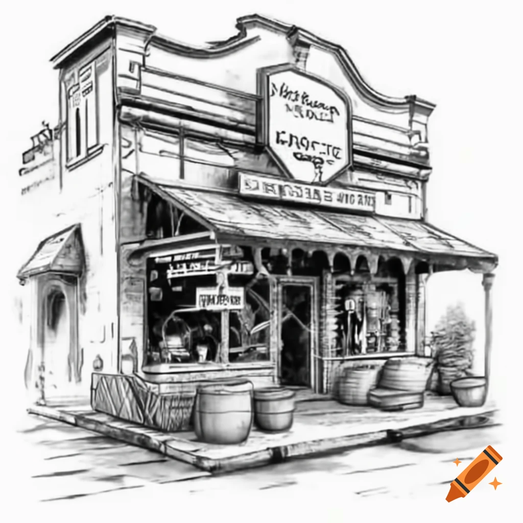 Wild West saloon illustrated in Rubber Hose style