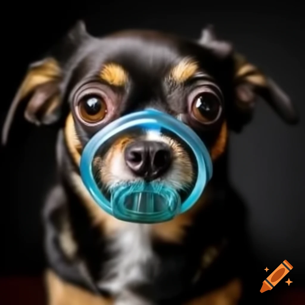 Shih Tzu dog wearing an oxygen mask
