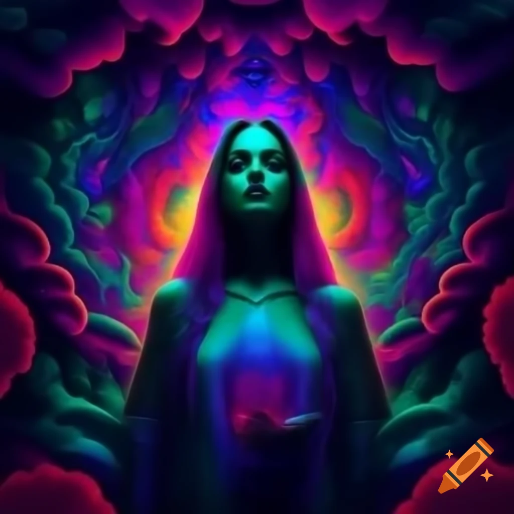 Psychedelic theme representing healing and recovery from addiction