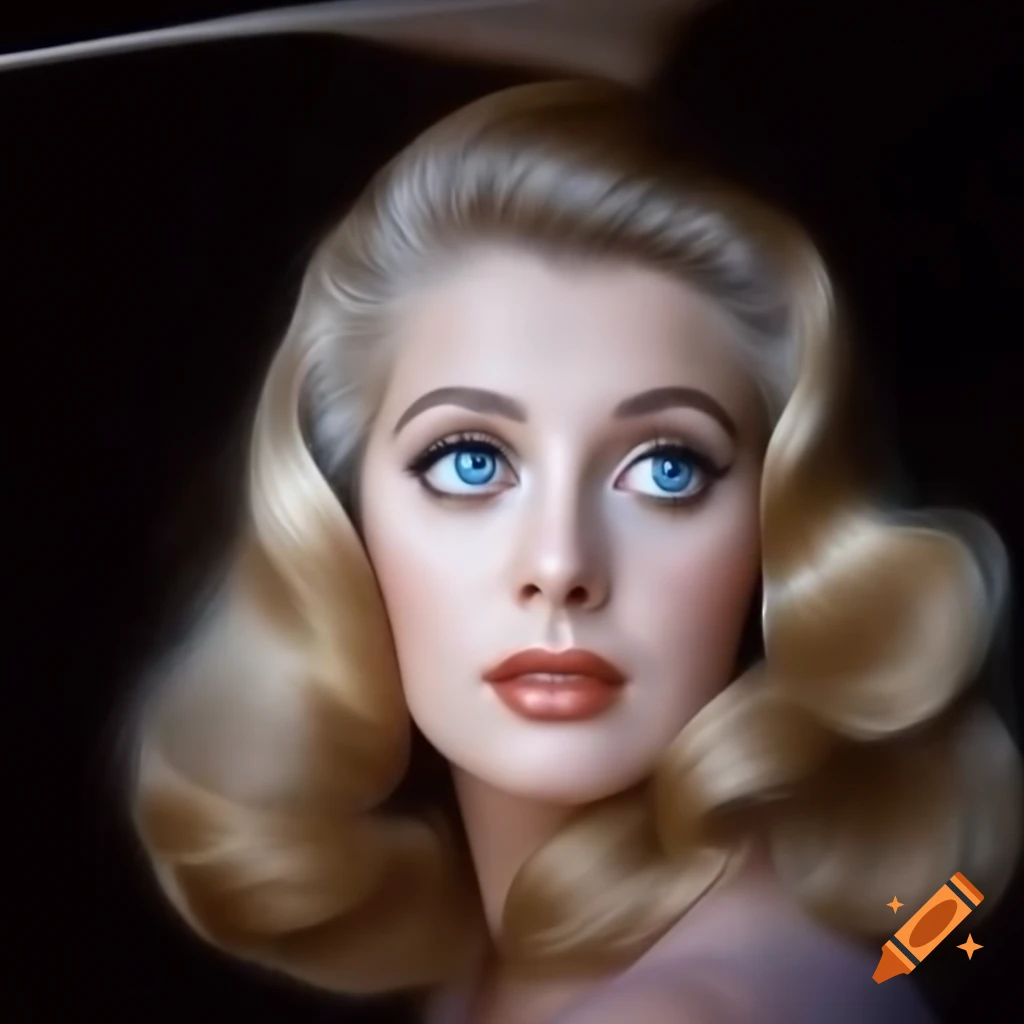 Hyper-realistic vintage photograph of charming European actress from 1963