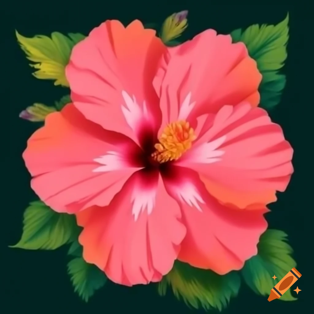 Pink hibiscus flower in 80s video game art style on craiyon