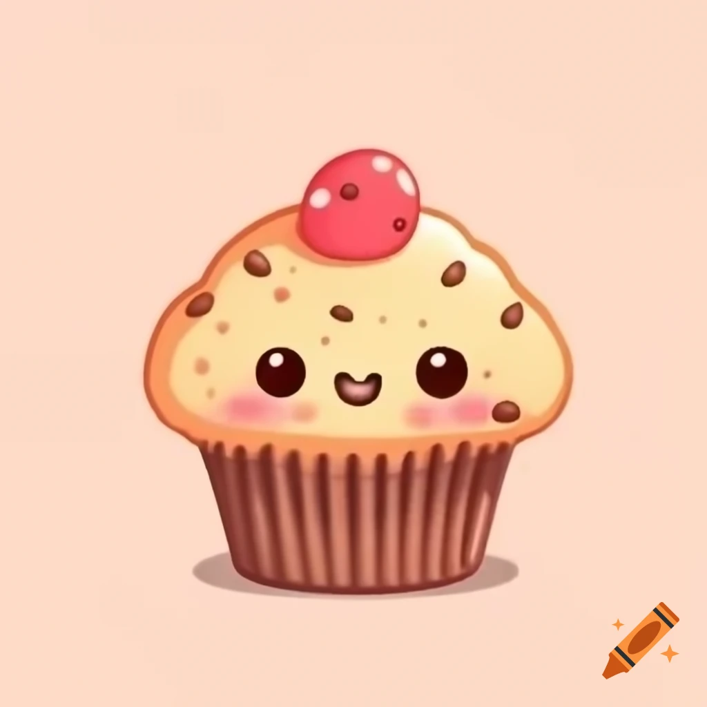 Cute kawaii muffin with a smiling face