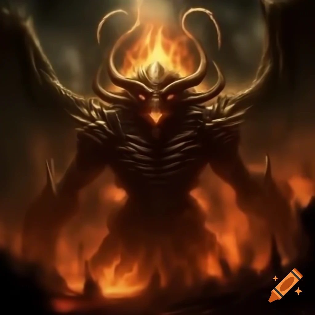 Lovecraftian fire demons depicted in surreal art
