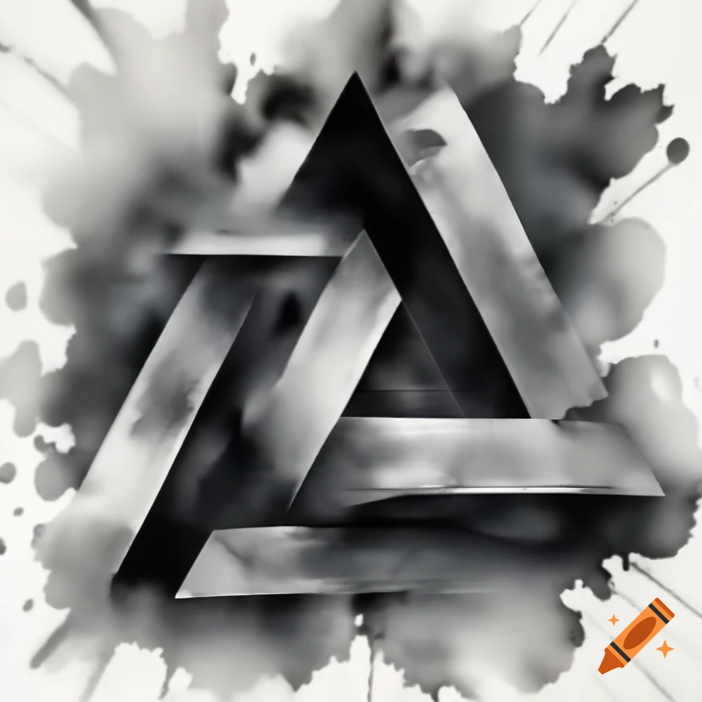Black and white Penrose triangle with shadowing effects on Craiyon