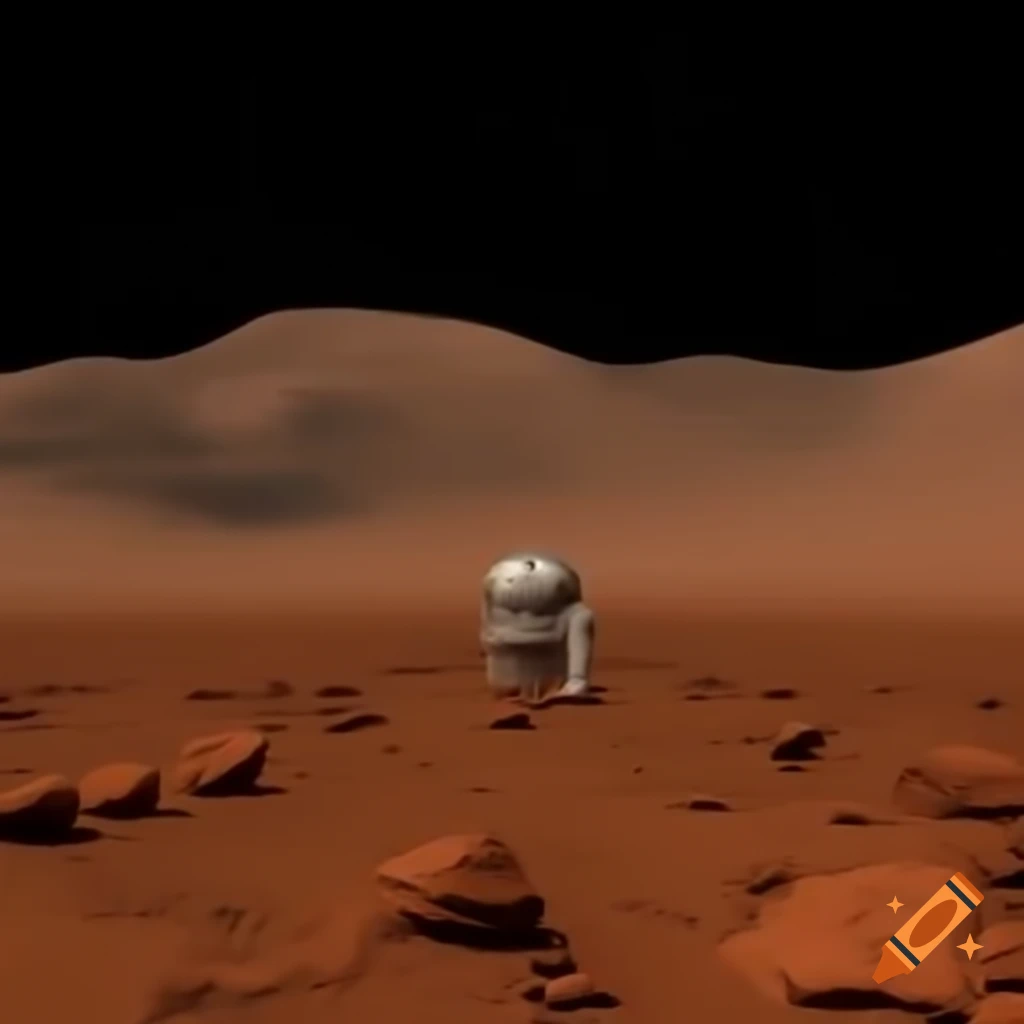 Futuristic base on Mars with unusual trees
